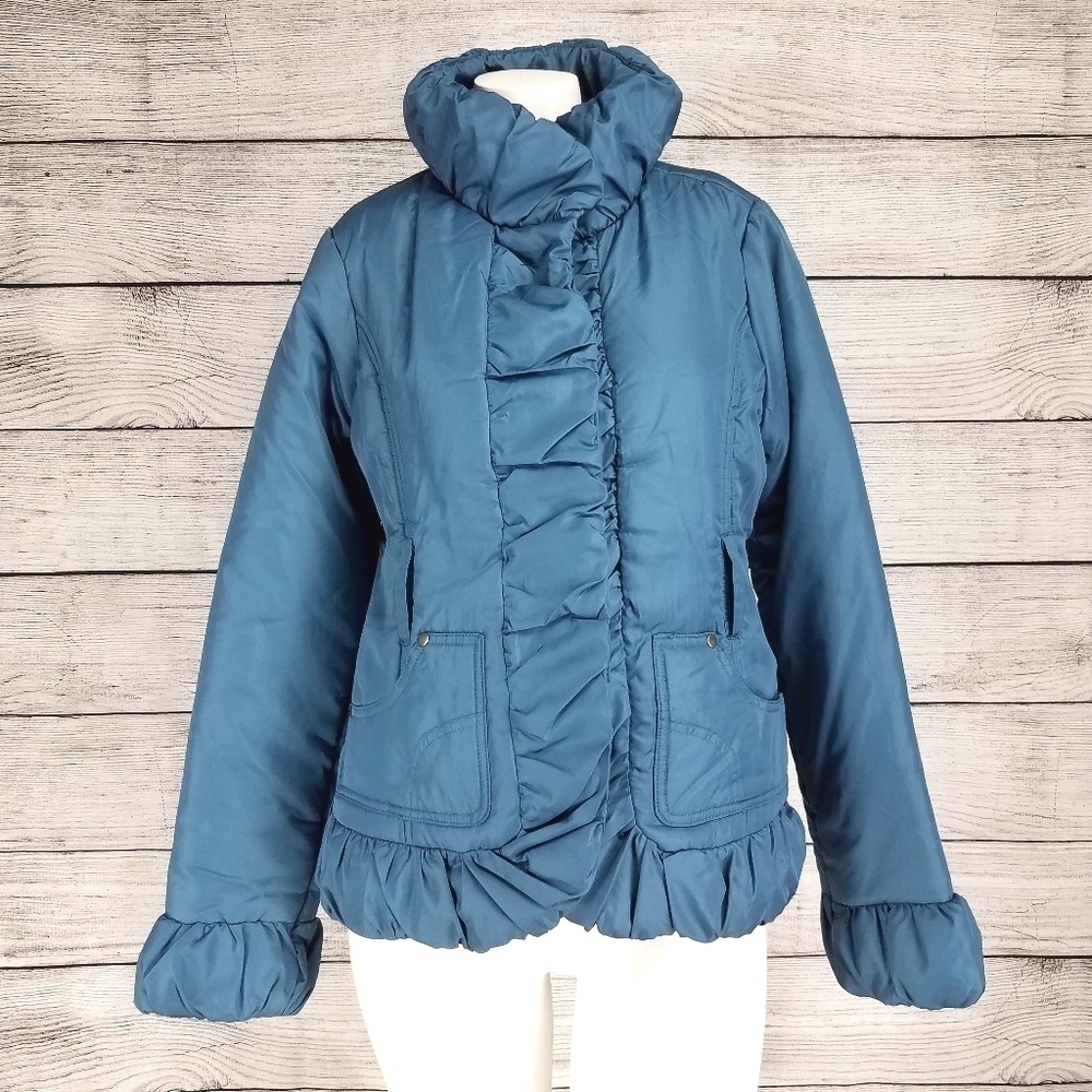 NEW Y2K dollhouse Puffer Jacket High neck Ruffle Casual Outerwear Winter Women S